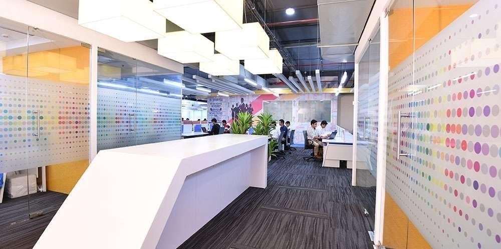 SENRYSA TECHNOLOGIES - Stretched Ceiling Reception & Architectural Waterfall | Interior Designing Company in Kolkata | Saket Enterprises