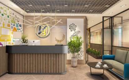 V3 OUTSOURCING - Vibrant Spatial Circulation & Glass Fronts | Interior Designing Company in Kolkata | Saket Enterprises